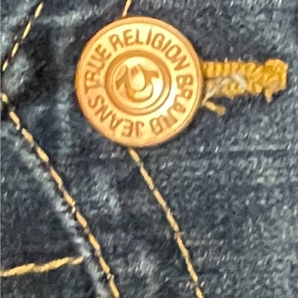 True Religion Jeans Womens Size 27 Blue Denim BECKY Bootcut Flap Pockets Logo - Picture 10 of 10